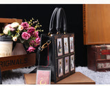 Vintage Luxury Leather Tote – Designer Cat Embroidery Shoulder Bag