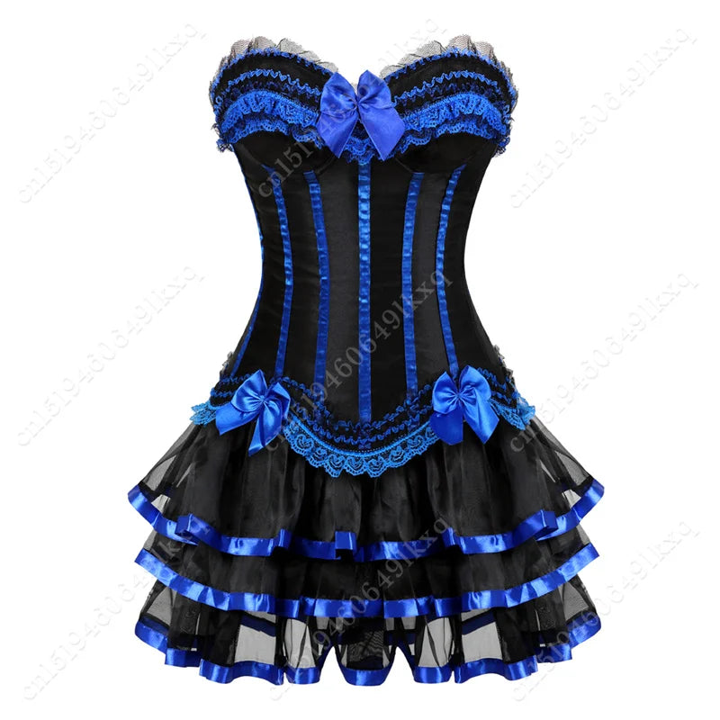 Women's Corset Dress with Straps & Lace | Plus Size Bustier Set