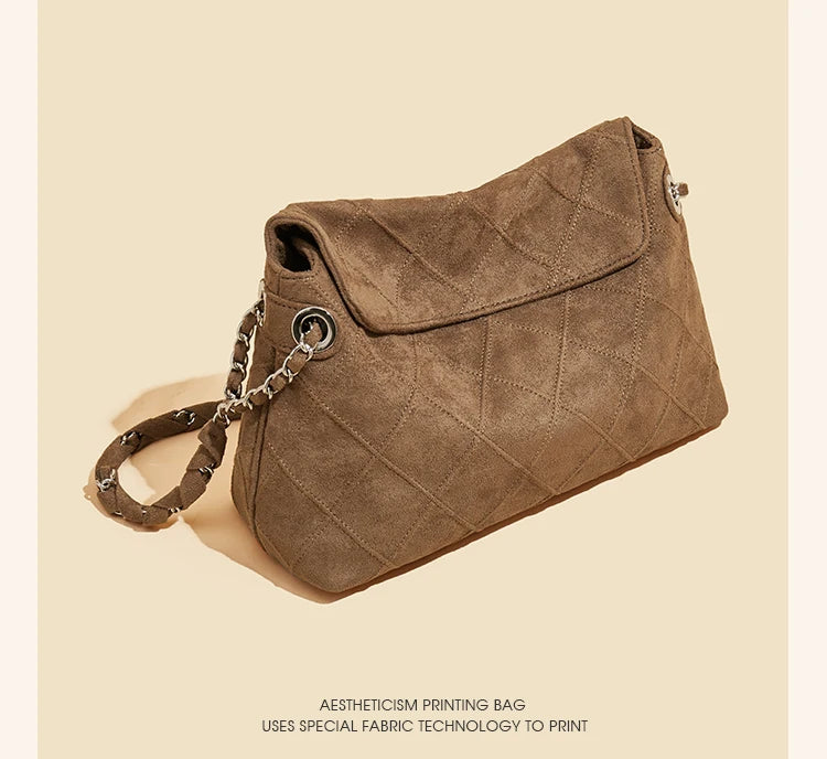 LAORENTOU Fabric Women's Strap Shoulder Bag Advanced Retro Underarm Large Capacity Fashion Quilted Handbag for Women Cossbody