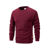Men's  Autumn Long Sleeve Knit Pullover Solid Color Crewneck Warm Sweater Men Casual Loose Sweatshirt Street Sportswear