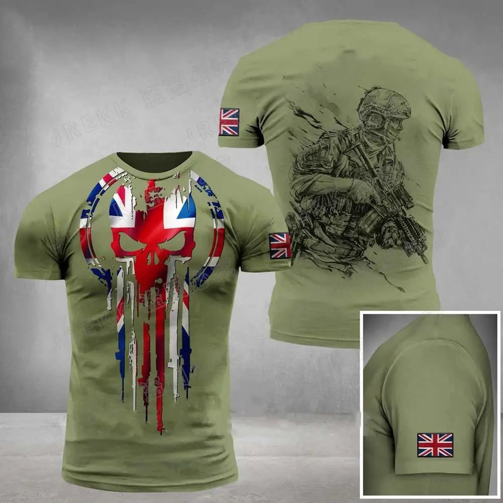 Men's Army Veteran T-shirt British Soldier 3DPrinted Pattern Field Camouflage Shirt High Quality Tops 2025 Summer