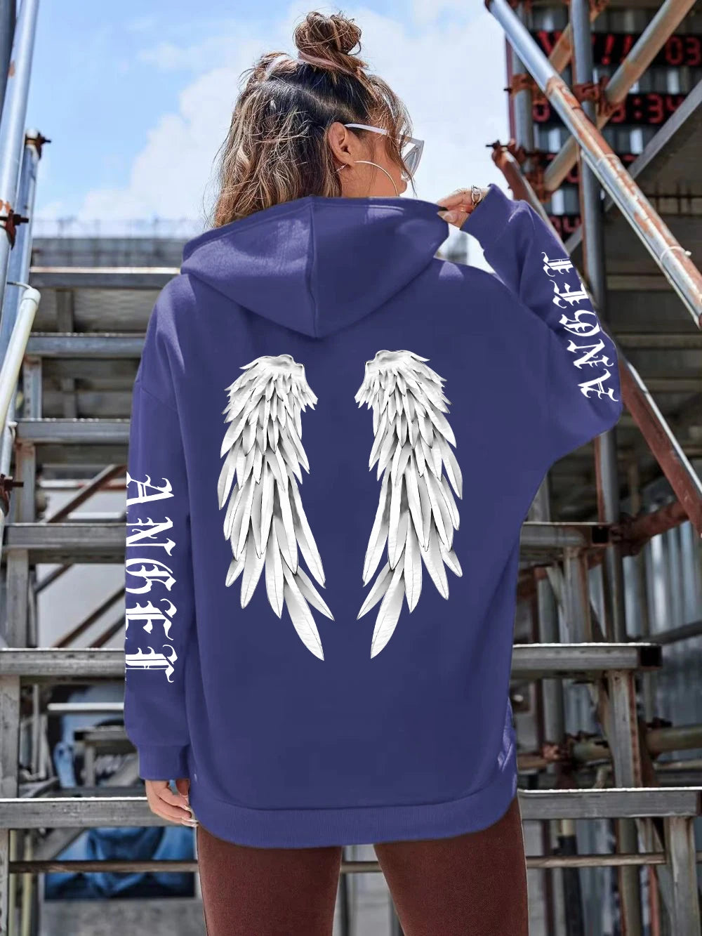 Angel Wings Oversized Graphic Hoodie