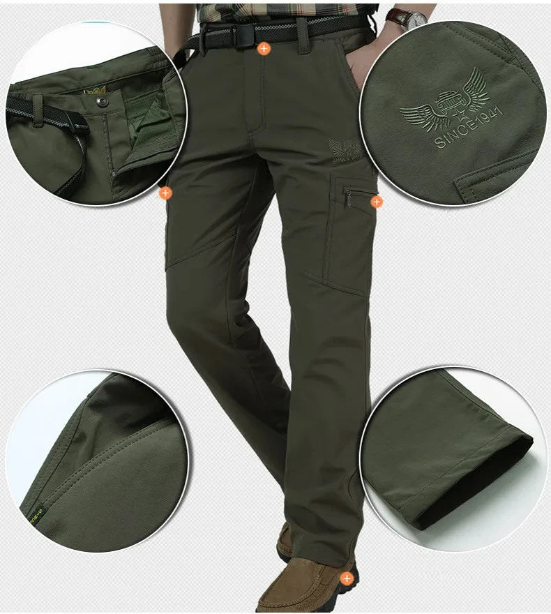 Men's Winter Fleece Straight-Leg Cargo Pants