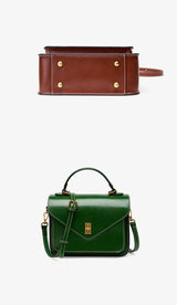 Genuine Leather Women Luxury Bag High Quality Simple Vintage Fashion Postman Handbags Ladies 2025 Shoulder Green Small Bag