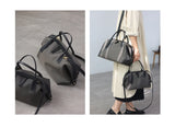Women's Nylon With Genuine Leather Zipper Tote Lightweight Soft Travling Bags Versatile Style Handbag Different Colors And Size