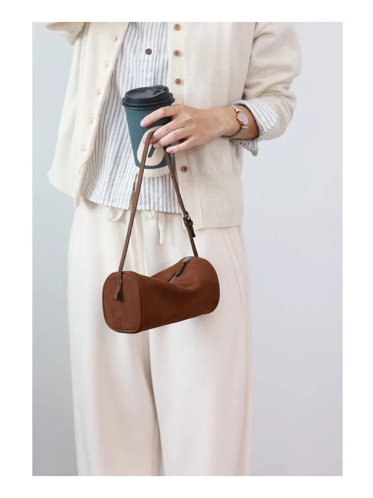 Full Grain Leather Soft Balck Small Size Crossbody Bags For Women Luxury Adjustable Shoulder Strap Underarm Bag Portable Handbag