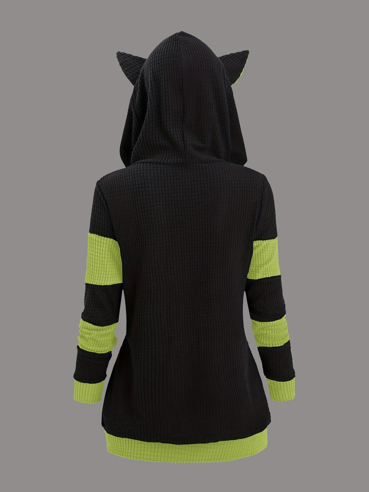 Women's Cat Ear Colorblock Zip-Up Hoodie