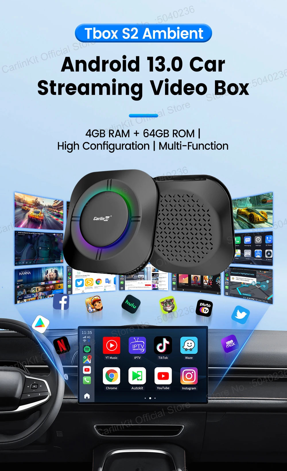 Carlinkit Android 13 AI Box – Wireless CarPlay & Android Auto