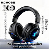 MCHOSE X9 Wireless Headworn Game Headset Bluetooth 2.4G Three Mode E-sports Noise Reduction Headset Desktop Computer Headset FPS