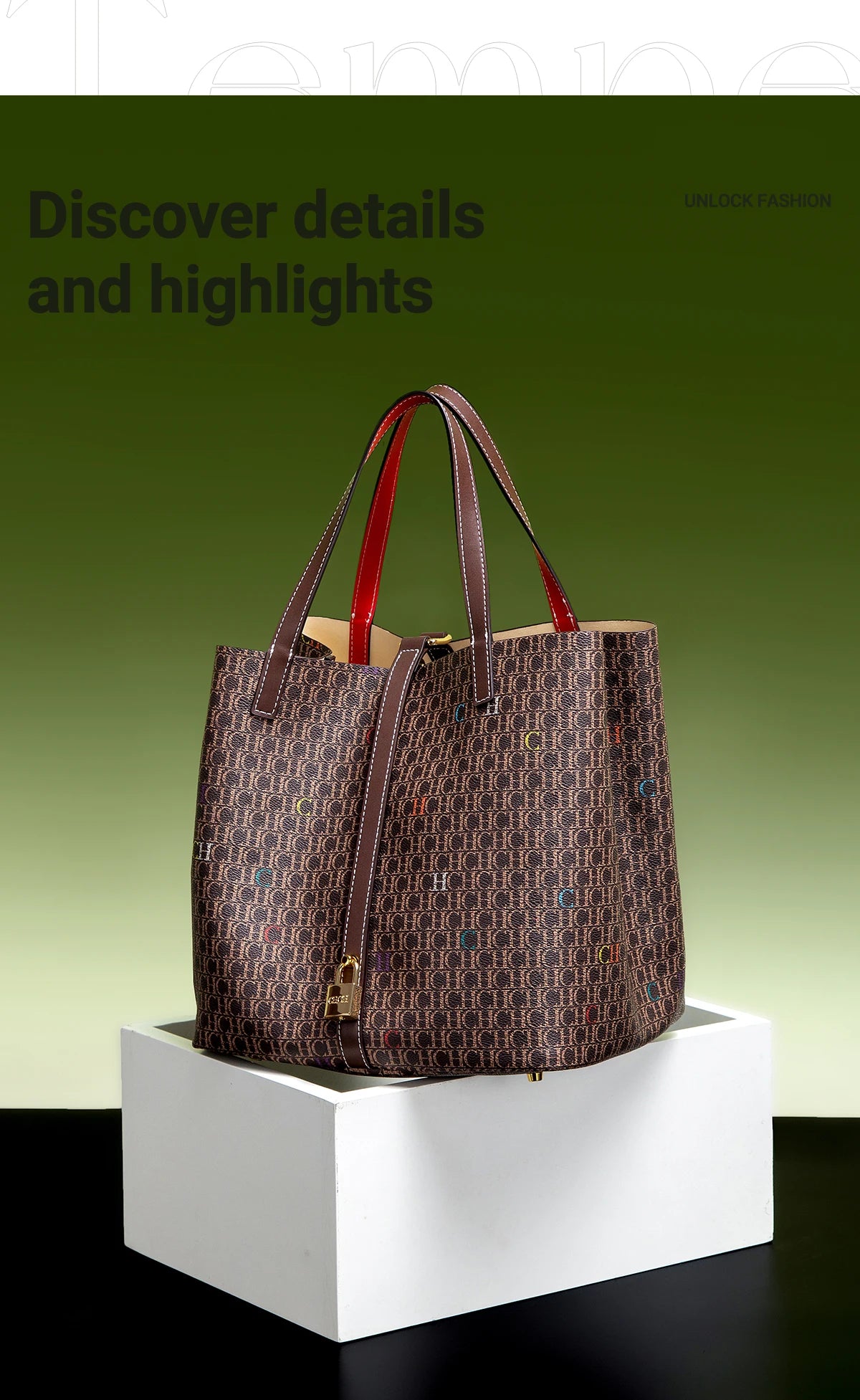 Classic Style Women's Large-capacity Handbag Letters Print Design Small Metal Accessories Exquisite Workmanship