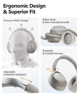 QCY H3S Over Ear Headphone Hi-Res LDAC Spatial Sound Headset H3S -56dB Adaptive ANC Wireless Earphone Bluetooth 6.0 102Hrs