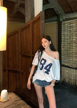 Vintage Print One-Shoulder Tee
