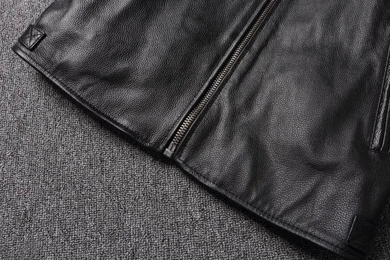 New 100% Cowhide Leather Jacket men Top Layer Clothes Men's Stand Collar Motorcycle Clothes  Autumn Winter Plus Size motorcycle