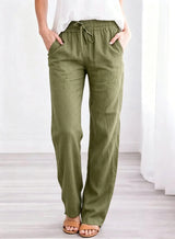 Women's Cotton Drawstring Straight Leg Pants