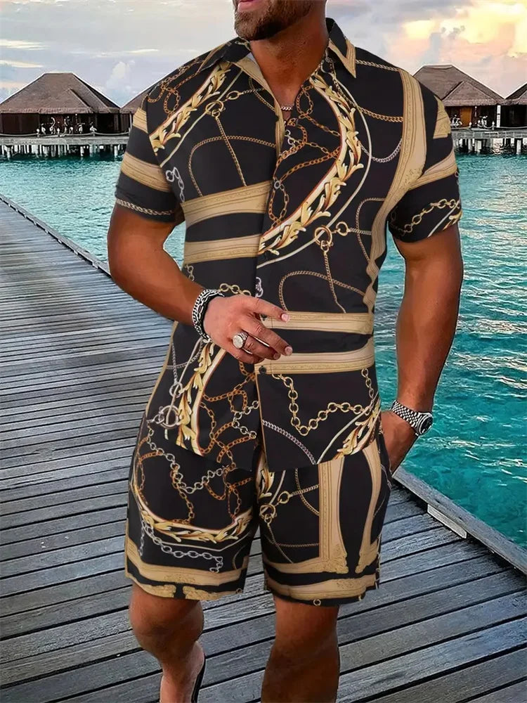3D Geometric Color-Block Men’s Shirt