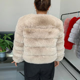 Elegant Winter Faux Fox Fur Crop Jacket