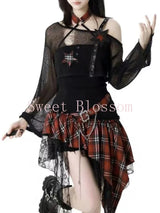 Gothic Hot Girl American Fashion 2 Piece Set Women Black Blouse + Chic Irregular Dress New Pure Desire Slim Vintage Suit Summer