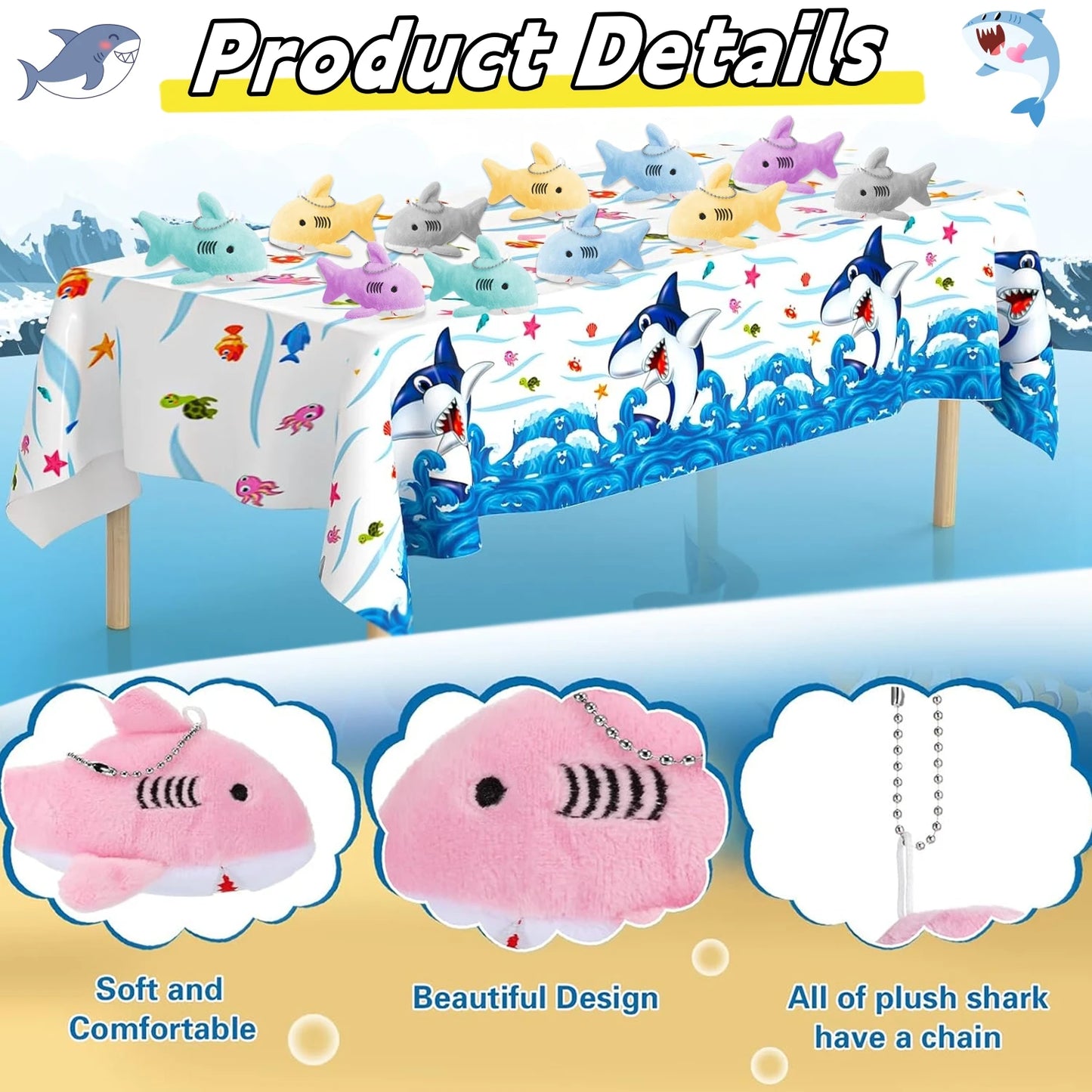12-48Pcs Shark Plush Keychain Mini Stuffed Animal 3.94" Shark Party Favors Bulk Soft Tiny Shark Keychain Shark Backpack Keychain