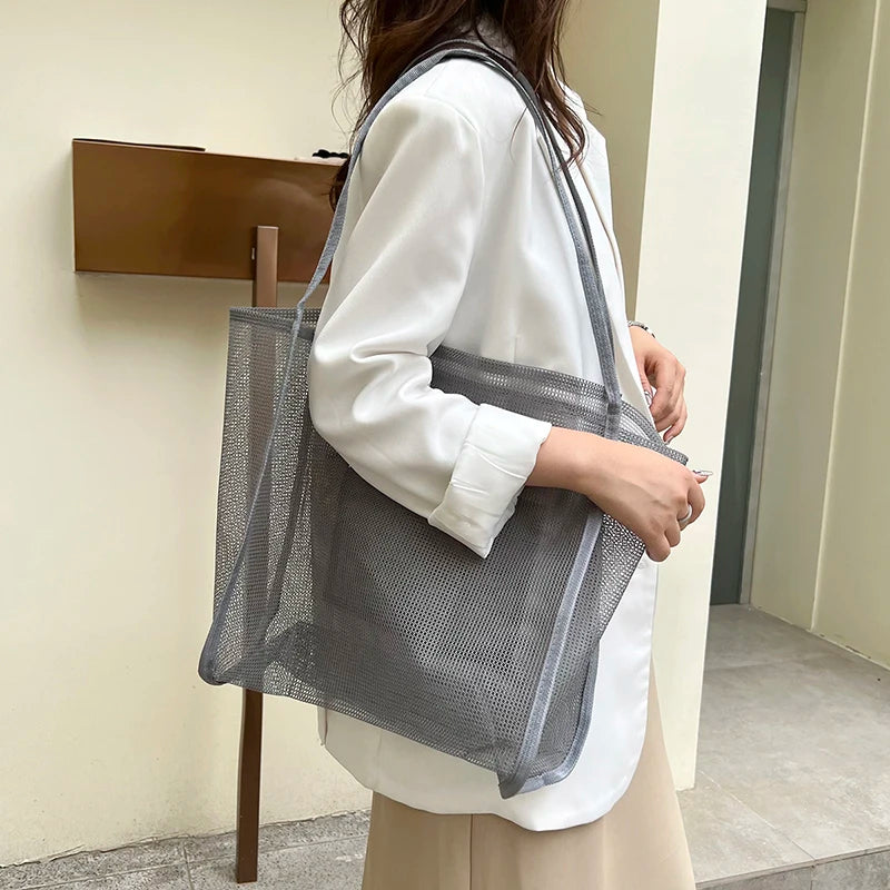 Women's Mesh Tote Bag for Beach & Shopping