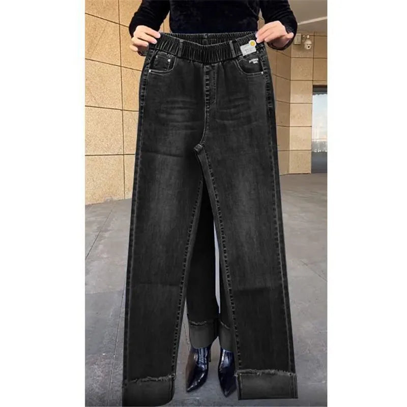 Women's Wide Leg High Waist Stretch Denim Jeans