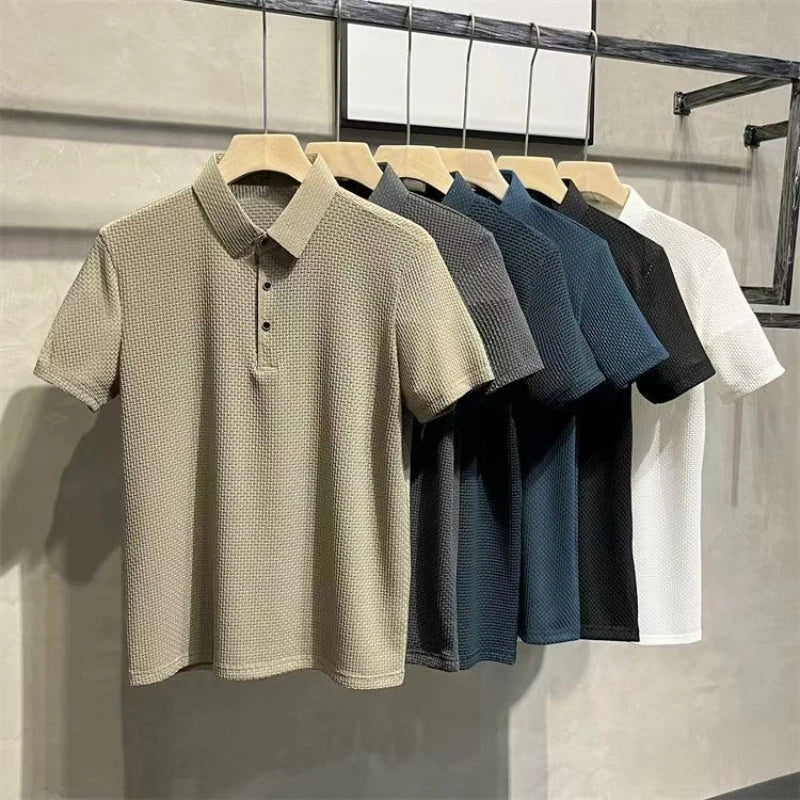 Men's Ice Silk Polo Shirt – Breathable Smart Casual Tee