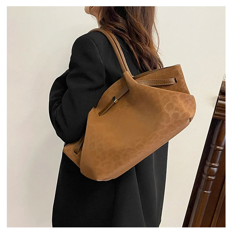 2025 Leopard Print Suede Women Tote Bag with Inner Pocket Underarm Bag Large Capacity Satchel Bag for Work Travel Purses Handbag