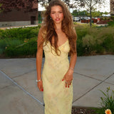 Women's Floral Print Backless Maxi Dress