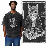 DB Cat Acid-Washed Graphic Tee