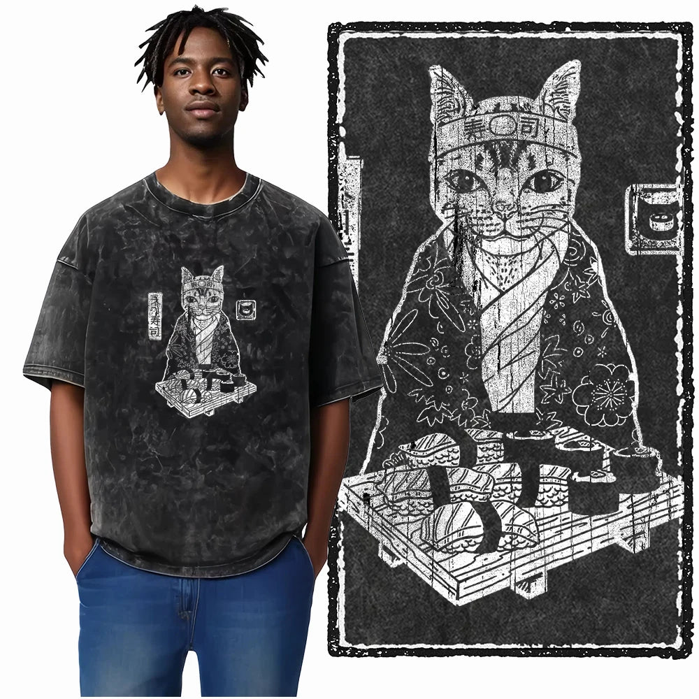 DB Cat Acid-Washed Graphic Tee