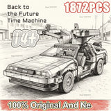 1:8 Scale Back to The Future Time Machines Building Blocks 1872PCS With 2 Mini Figure Model DeLorean Car Bricks Toy Gift for Kid