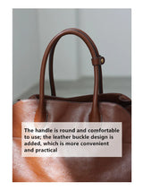 Women's Vegetable-Tanned Cowhide Leather Tote Bag