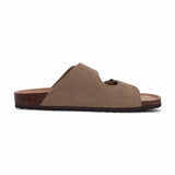 Comwarm Men's Cork Footbed Slides Sandals Arch Support Summer Outdoor Sandals with Adjustable Buckle Leisure Men Leather Slides