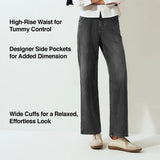 Women's High-Waist Fleece-Lined Wide-Leg Jeans