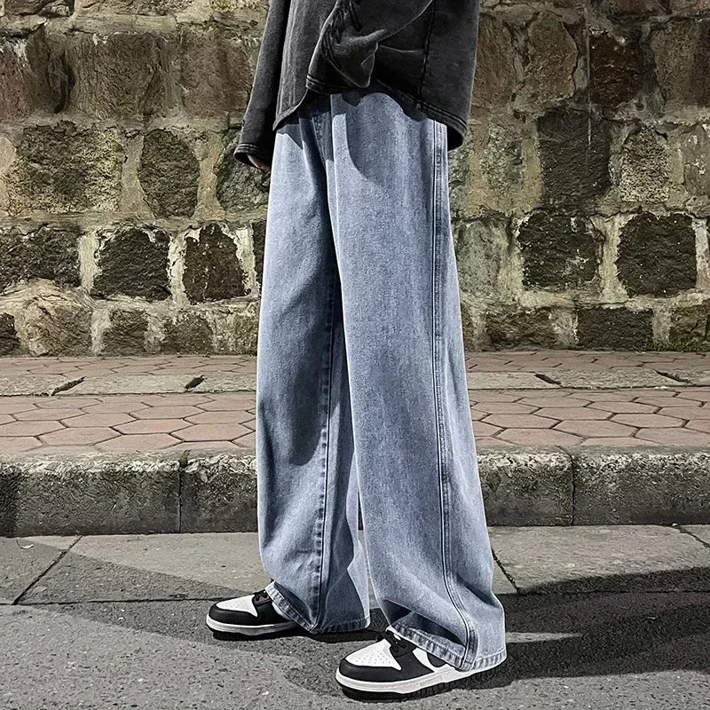 Men's Korean Wide-Leg Jeans – Relaxed Streetwear Fit