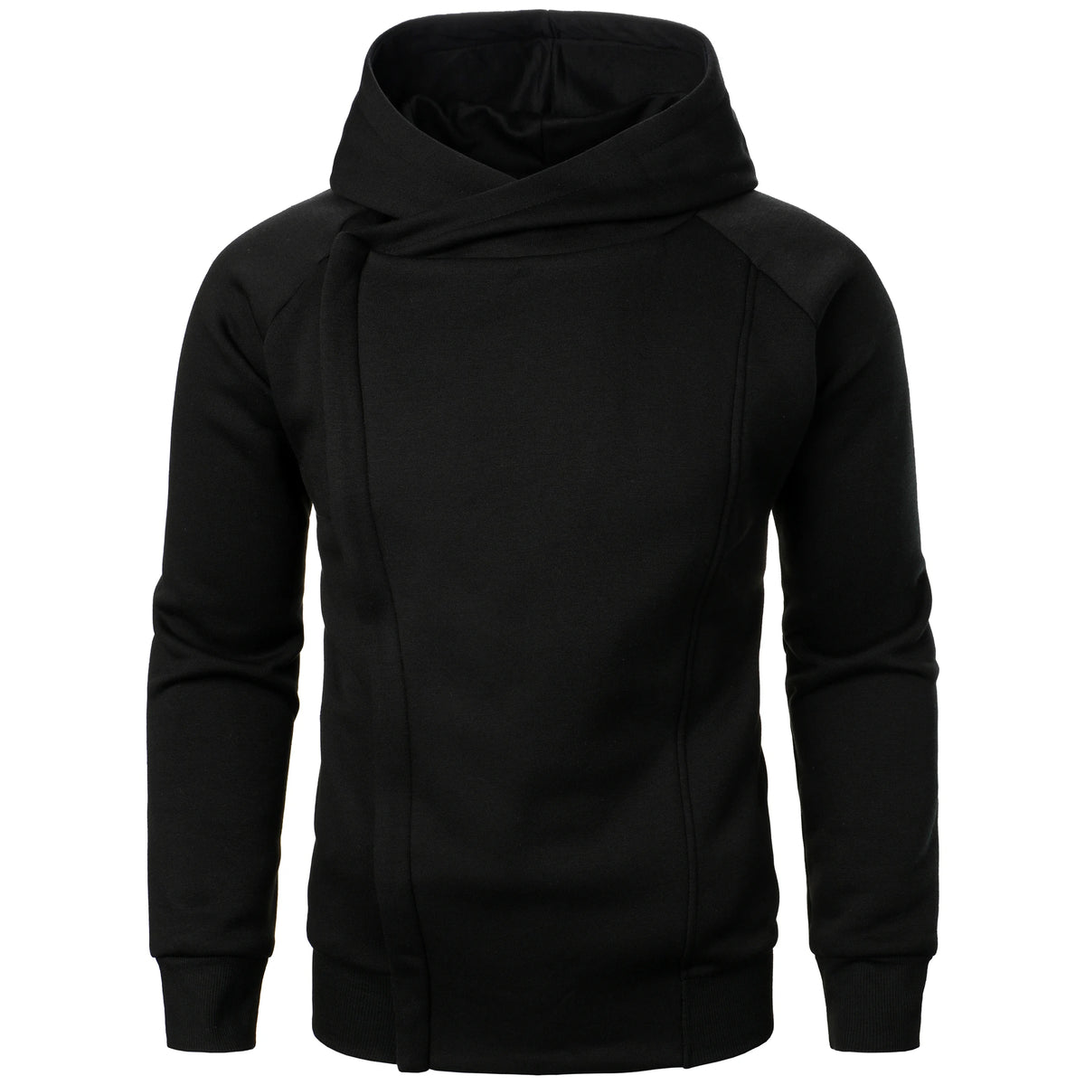 Autumn winter men's solid color hooded top Long sleeve side zipper design hoodie