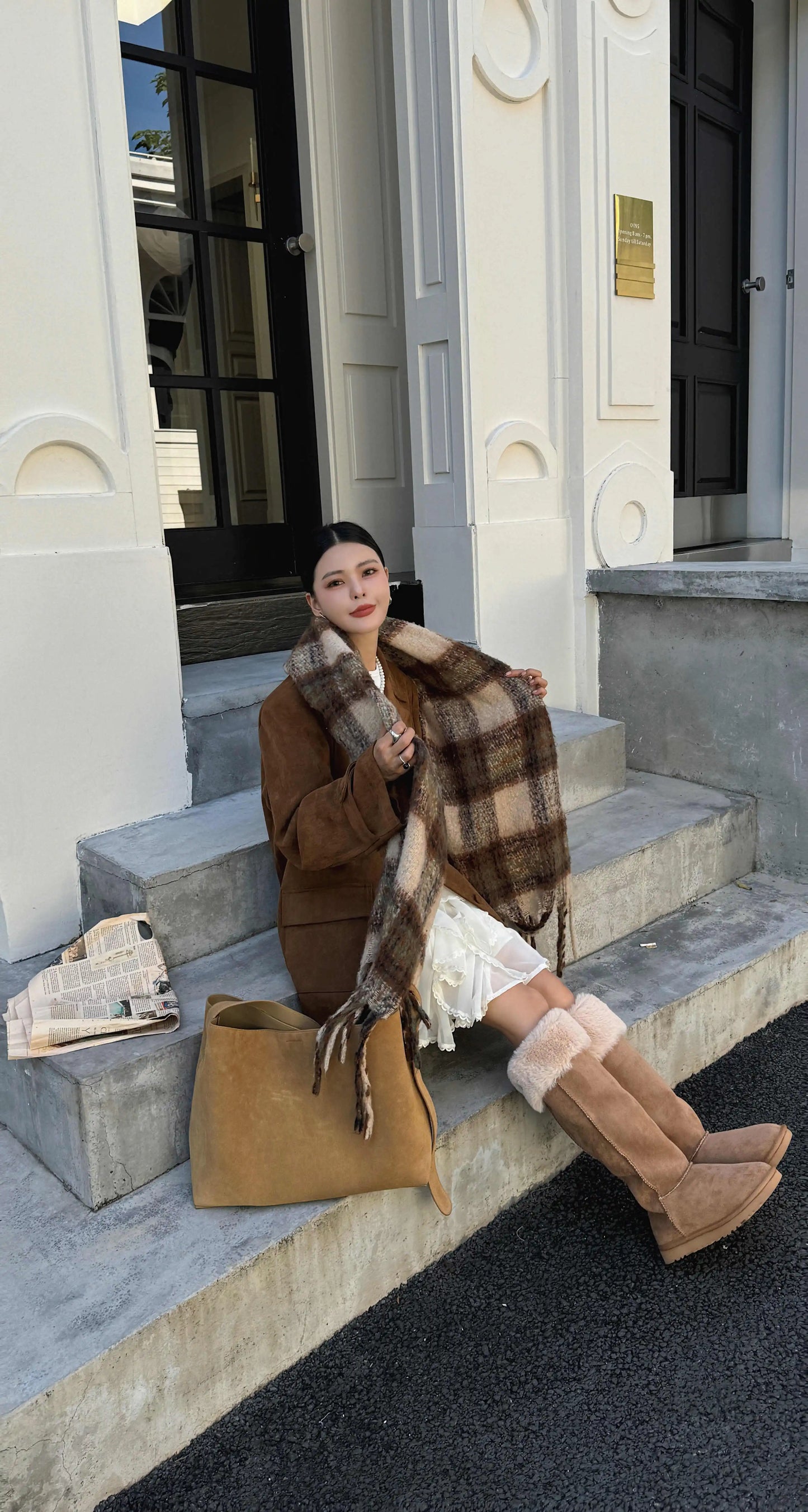 Motingsome Oversize Women Bag Luxury Suede Leather Winter Bags Frosted Cow Skin Handbag and Purses Retro Lady Tote 2024 New