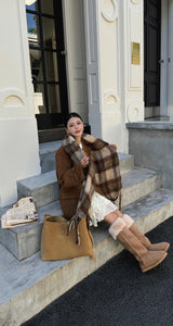 Motingsome Oversize Women Bag Luxury Suede Leather Winter Bags Frosted Cow Skin Handbag and Purses Retro Lady Tote 2024 New