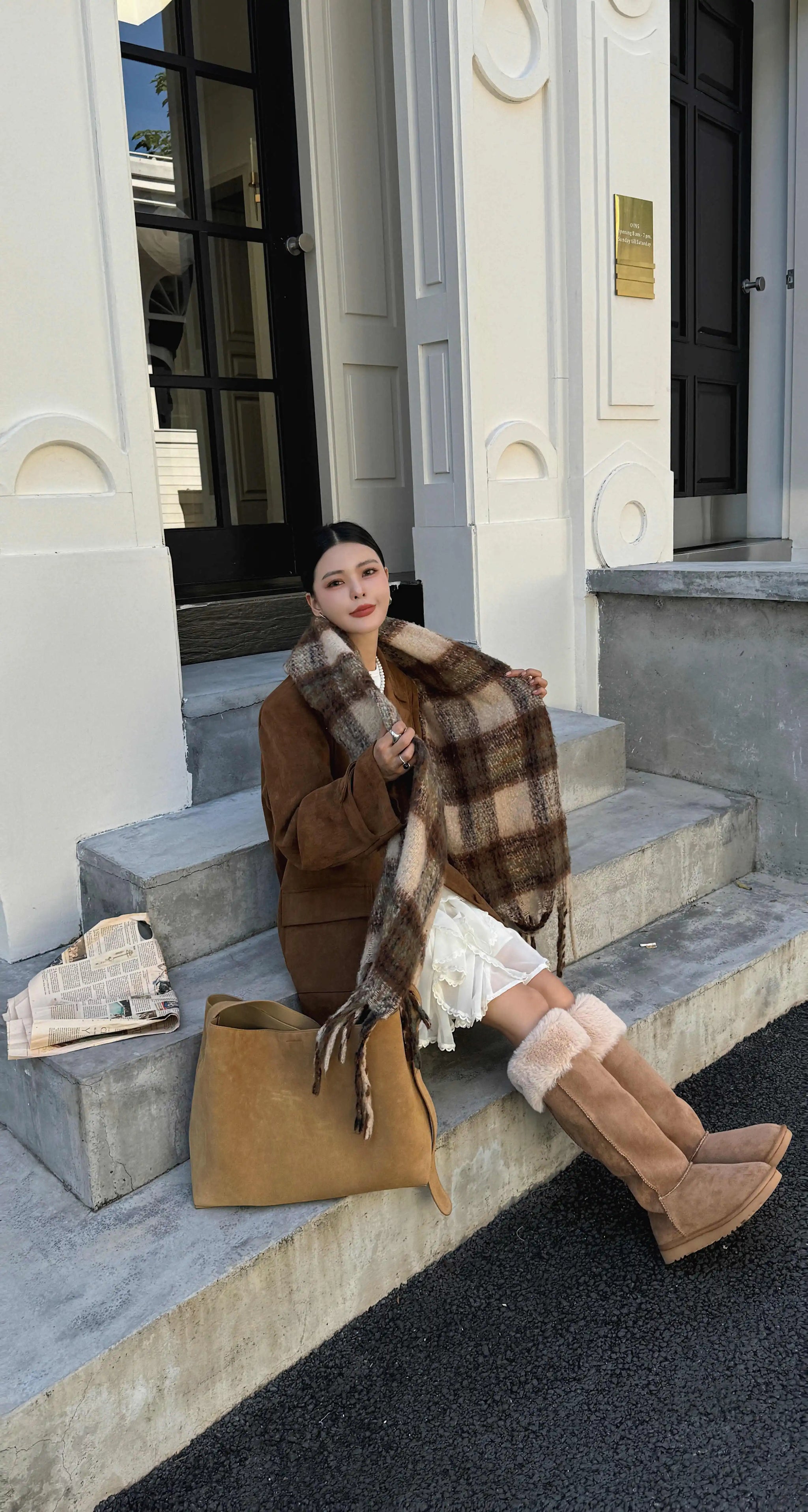 Motingsome Oversize Women Bag Luxury Suede Leather Winter Bags Frosted Cow Skin Handbag and Purses Retro Lady Tote 2024 New