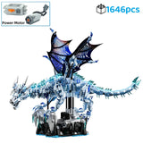 FUNXINEE 1676Pcs Premium Ice Dragon Bricks Advanced Building Challenge Light Glowing Eyes Moving Joints MOC Collectible Gift