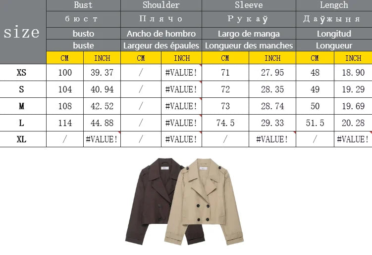 Classic Lapel Double-Breasted Short Trench
