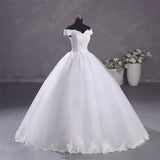 Pure White Wedding Dresses Elegant Boat Neck Ball Gown Simple Vestido De Noiva Plus Size Robe De Mariee