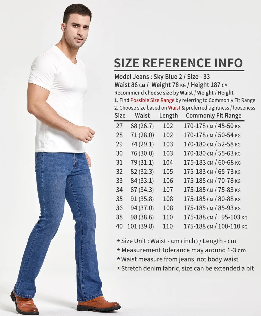 Men's Stretch Bootcut Jeans | Slim Flare Denim Trousers