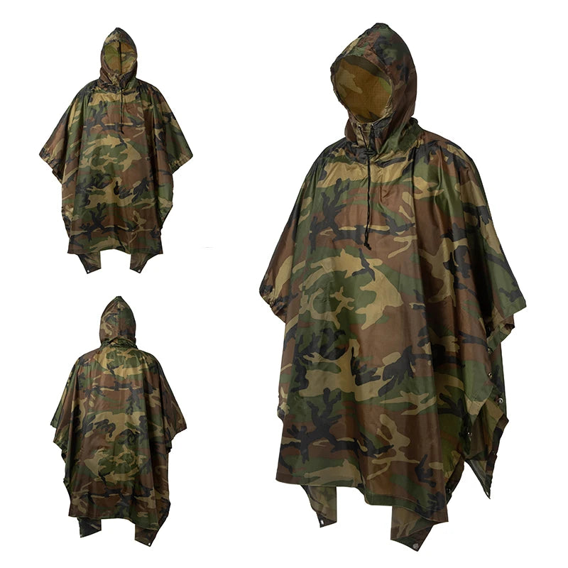 Waterproof Camo Rain Poncho – Unisex Outdoor Gear