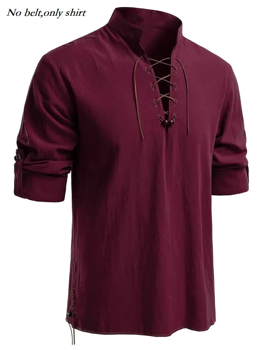 Men's Medieval Pirate Lace-Up Shirt