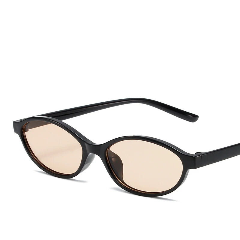 Vintage Small Frame Oval Sunglasses – Black Round Designer Style, Unisex Cool Eyewear for Men & Women, Fashion Circular UV Sun Glasses