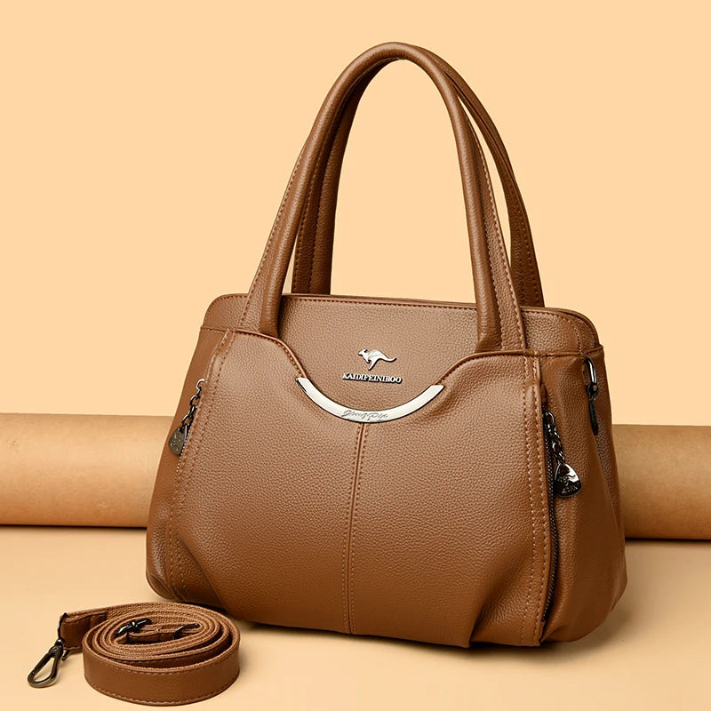 Genuine Soft Leather Handbags for Women Vintage Shoulder Tote Bag Luxury Designer Ladies Large Capacity Purse Bags Sac A Main