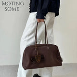 Motingsome First Layer Handbag for Women Togo Cowhide Niche Design Pillow Bag Shoulder  Bowling Bag Gunderarm Armpit Bags Boston