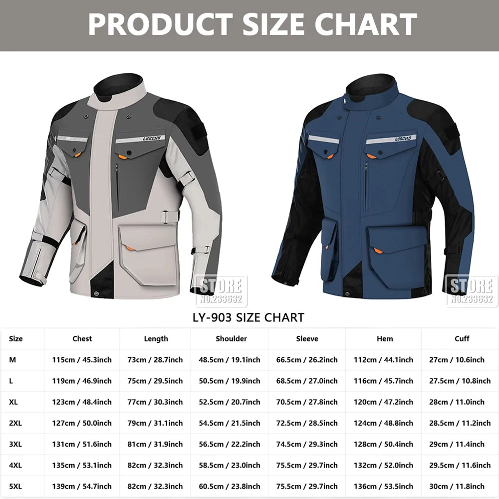 LYSCHY Motorcycle Jacket Pants Suit Cold-proof Waterproof Winter Men Motorbike Riding Moto Jacket Protective Gear Armor Clothing