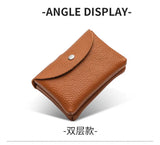 Custom Letters Fashion Women Short Wallet Genuine Leather Double Wallet Small Coin Purse Mini Credit Card Holder Key Storage Bag