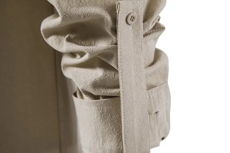 Men's Casual Henley Shirt — Stand Collar, Long Sleeve with Drawstring Cuffs